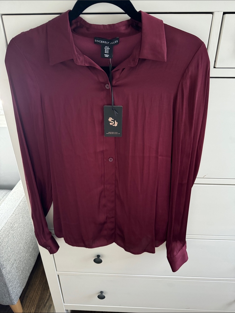 Sincerely Jules Men's Wine-Red Button Front Dress Shirt
